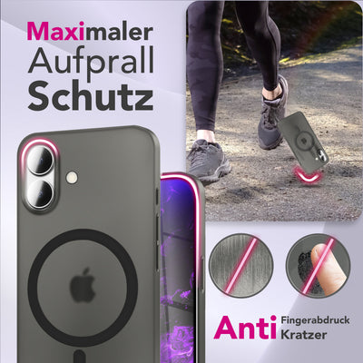 NALIA Ultra-Slim Hardcase für iPhone 17 – MagSafe kompatibel & 0.3mm Dünn – THINIX (Matte Semi-Transparente Hülle) – Marke aus Berlin Schwarz Transparent NALIA SlimFit Hüllen