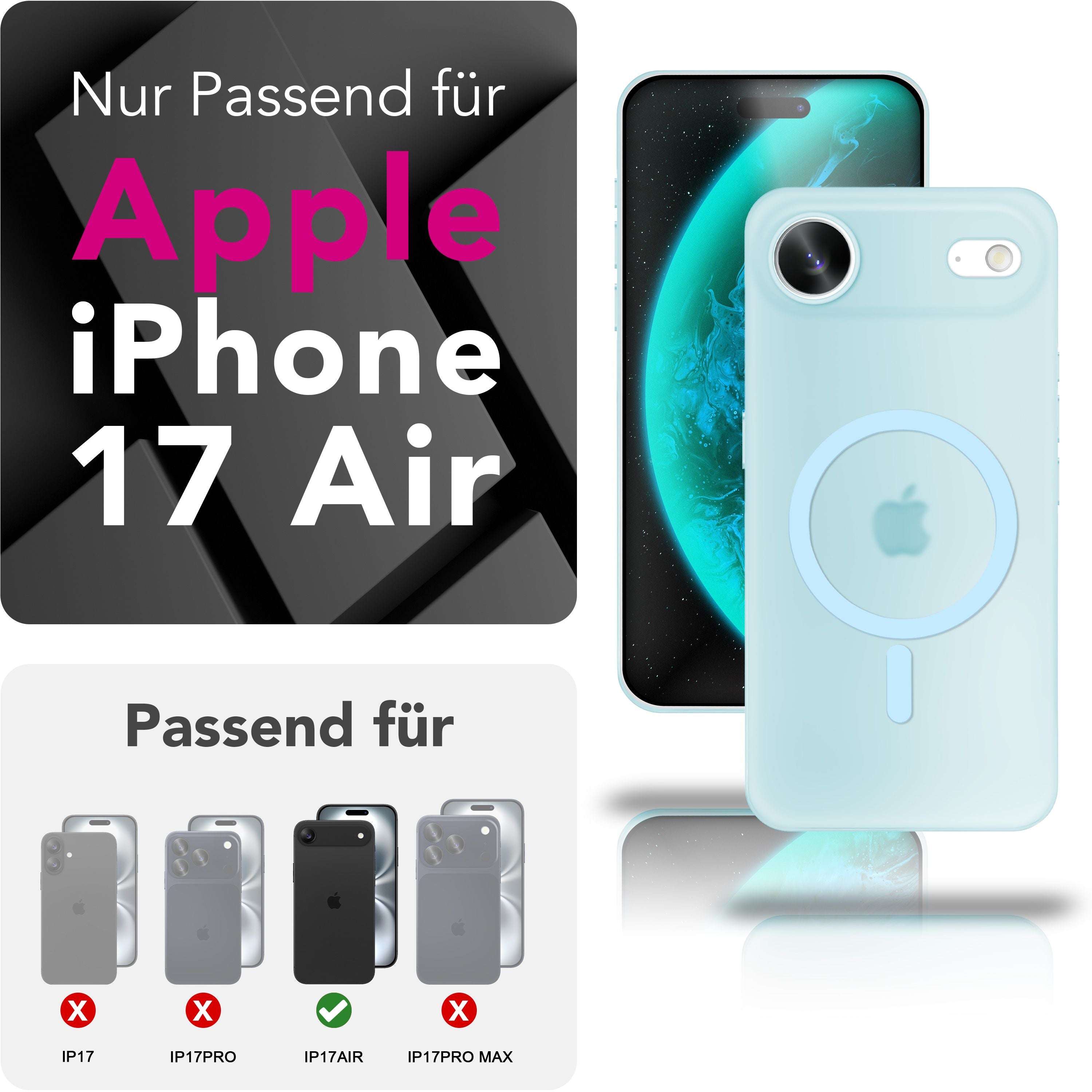 NALIA MagSafe Hülle Thinix für Apple iPhone 17 Air (Extrem Dünn mit MagPower) - 0,3mm Ultra-Schlankes Hardcase, Mattiert & Durchsichtig, Anti-Schlieren Finish