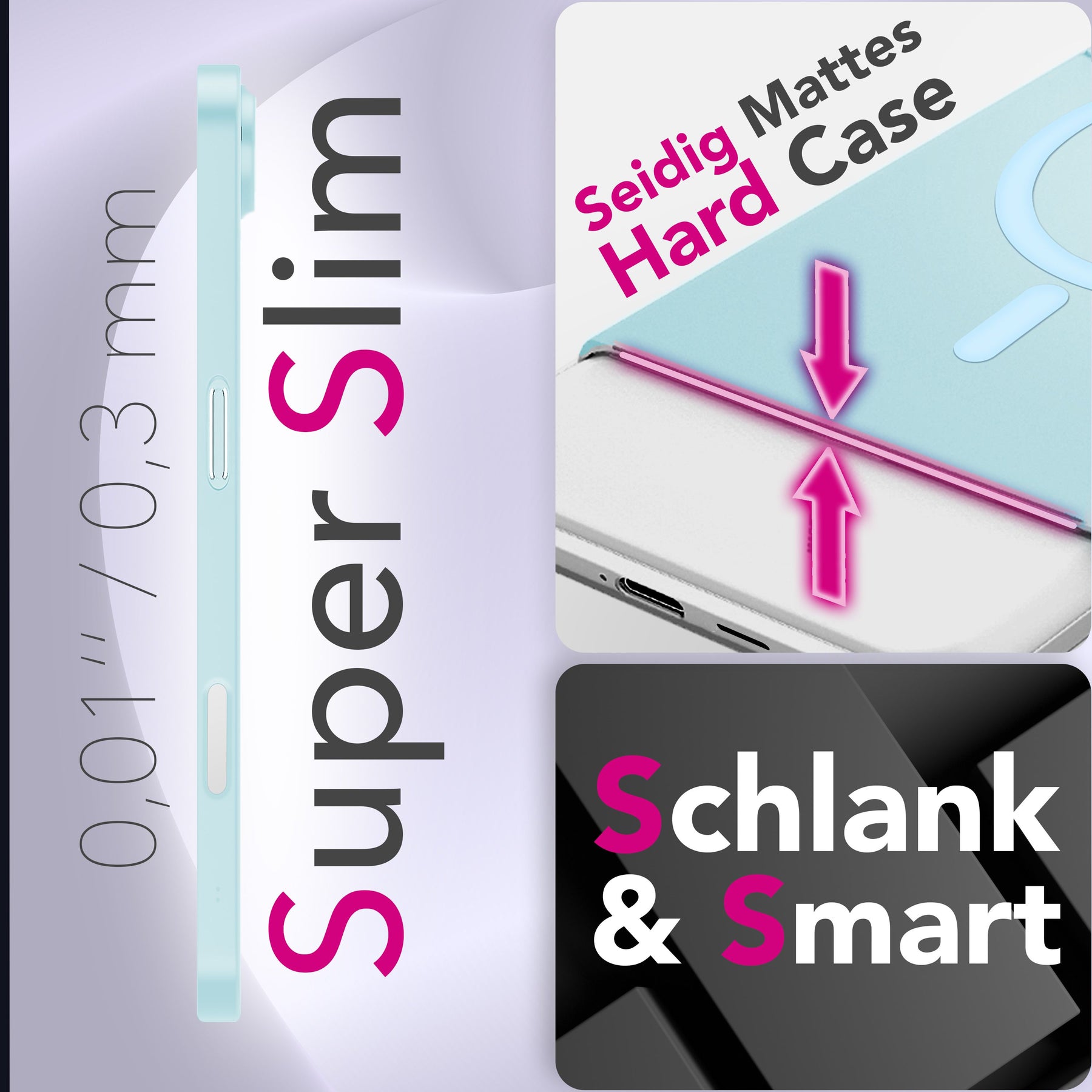 NALIA Ultra-Slim Hardcase für iPhone 17 Air – MagSafe kompatibel & 0.3mm Dünn – THINIX (Matte Semi-Transparente Hülle) – Marke aus Berlin Blau Transparent NALIA SlimFit Hüllen