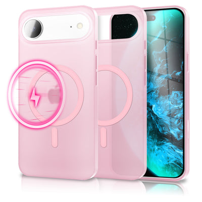 NALIA Ultra-Slim Hardcase für iPhone 17 Air – MagSafe kompatibel & 0.3mm Dünn – THINIX (Matte Semi-Transparente Hülle) – Marke aus Berlin Rosa Transparent NALIA SlimFit Hüllen