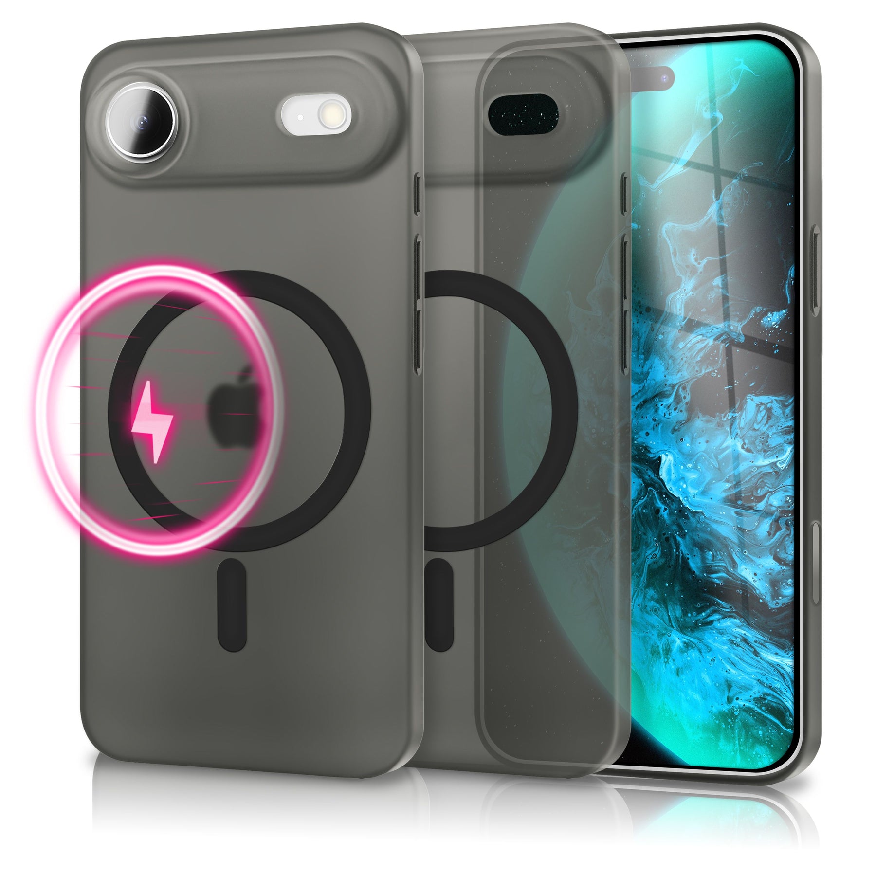 NALIA Ultra-Slim Hardcase für iPhone 17 Air – MagSafe kompatibel & 0.3mm Dünn – THINIX (Matte Semi-Transparente Hülle) – Marke aus Berlin Schwarz Transparent NALIA SlimFit Hüllen