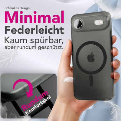 NALIA Ultra-Slim Hardcase für iPhone 17 Air – MagSafe kompatibel & 0.3mm Dünn – THINIX (Matte Semi-Transparente Hülle) – Marke aus Berlin Schwarz Transparent NALIA SlimFit Hüllen