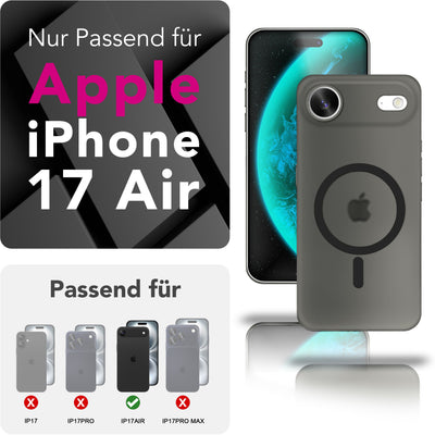 NALIA Ultra-Slim Hardcase für iPhone 17 Air – MagSafe kompatibel & 0.3mm Dünn – THINIX (Matte Semi-Transparente Hülle) – Marke aus Berlin Schwarz Transparent NALIA SlimFit Hüllen