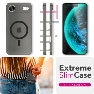 NALIA Ultra-Slim Hardcase für iPhone 17 Air – MagSafe kompatibel & 0.3mm Dünn – THINIX (Matte Semi-Transparente Hülle) – Marke aus Berlin Schwarz Transparent NALIA SlimFit Hüllen