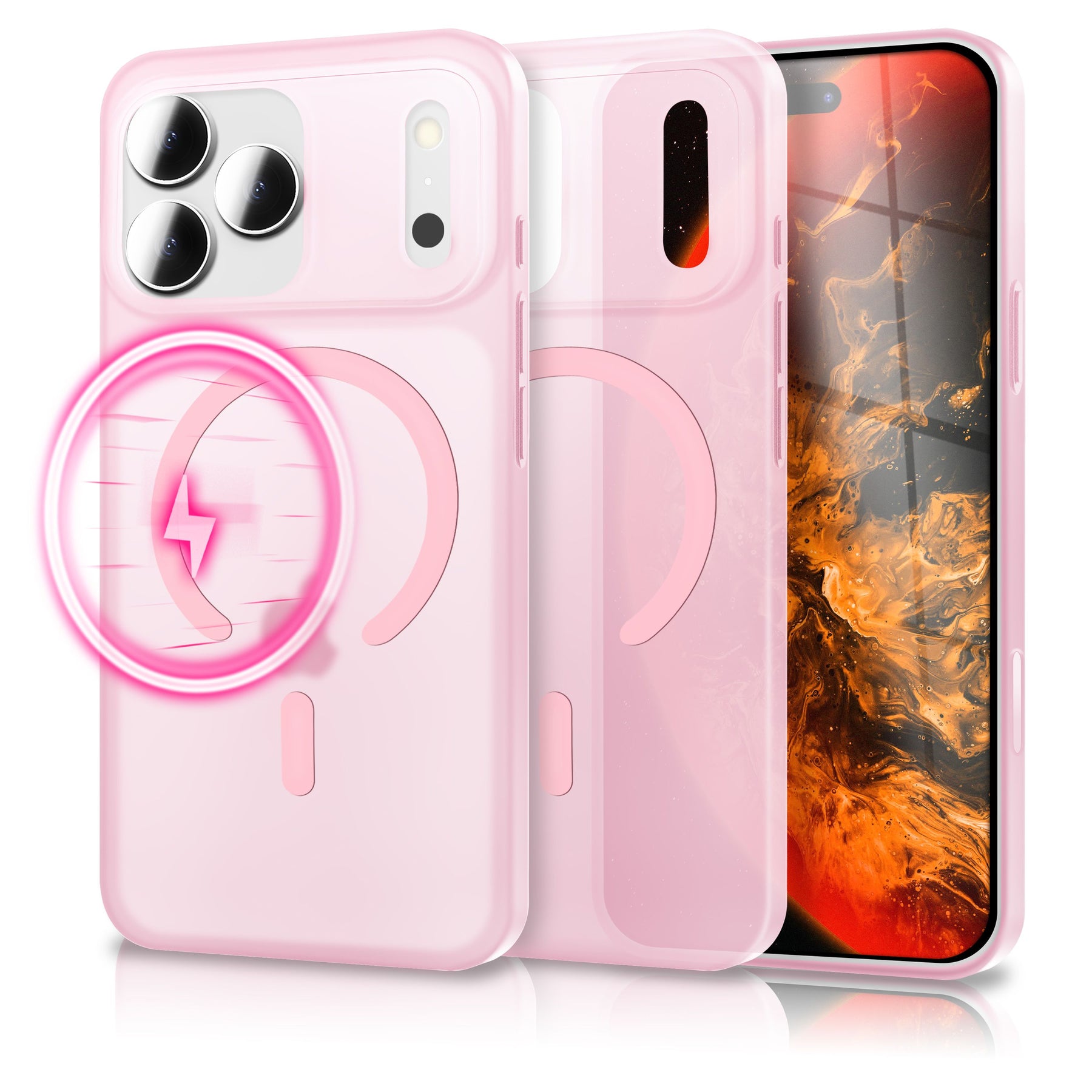 NALIA Ultra-Slim Hardcase für iPhone 17 Pro – MagSafe kompatibel & 0.3mm Dünn – THINIX (Matte Semi-Transparente Hülle) – Marke aus Berlin Rosa Transparent NALIA SlimFit Hüllen