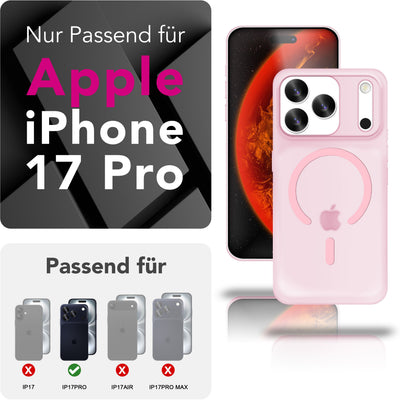 NALIA Ultra-Slim Hardcase für iPhone 17 Pro – MagSafe kompatibel & 0.3mm Dünn – THINIX (Matte Semi-Transparente Hülle) – Marke aus Berlin Rosa Transparent NALIA SlimFit Hüllen