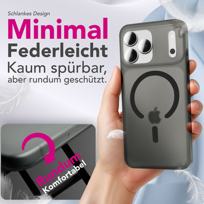 NALIA Ultra-Slim Hardcase für iPhone 17 Pro – MagSafe kompatibel & 0.3mm Dünn – THINIX (Matte Semi-Transparente Hülle) – Marke aus Berlin Schwarz Transparent NALIA SlimFit Hüllen