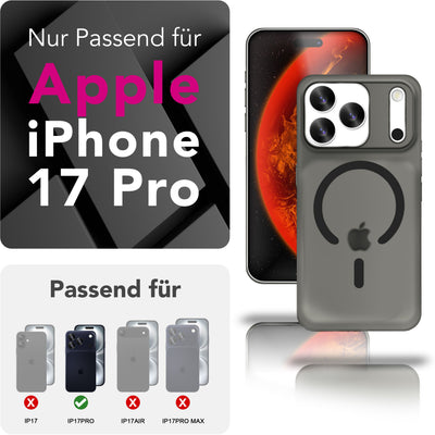 NALIA Ultra-Slim Hardcase für iPhone 17 Pro – MagSafe kompatibel & 0.3mm Dünn – THINIX (Matte Semi-Transparente Hülle) – Marke aus Berlin Schwarz Transparent NALIA SlimFit Hüllen