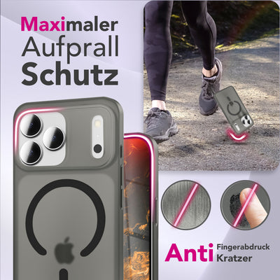 NALIA Ultra-Slim Hardcase für iPhone 17 Pro – MagSafe kompatibel & 0.3mm Dünn – THINIX (Matte Semi-Transparente Hülle) – Marke aus Berlin Schwarz Transparent NALIA SlimFit Hüllen