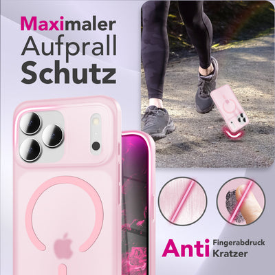 NALIA Ultra-Slim Hardcase für iPhone 17 Pro Max – MagSafe kompatibel & 0.3mm Dünn – THINIX (Matte Semi-Transparente Hülle) – Marke aus Berlin Rosa Transparent NALIA SlimFit Hüllen