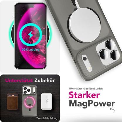 NALIA MagSafe Hülle Thinix für Apple iPhone 17 Pro Max (Extrem Dünn mit MagPower) - 0,3mm Ultra-Thin Hardcover, Frosted Look, Durchscheinend, Anti-Fingerabdruck