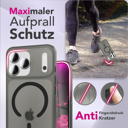 NALIA MagSafe Hülle Thinix für Apple iPhone 17 Pro Max (Extrem Dünn mit MagPower) - 0,3mm Ultra-Thin Hardcover, Frosted Look, Durchscheinend, Anti-Fingerabdruck