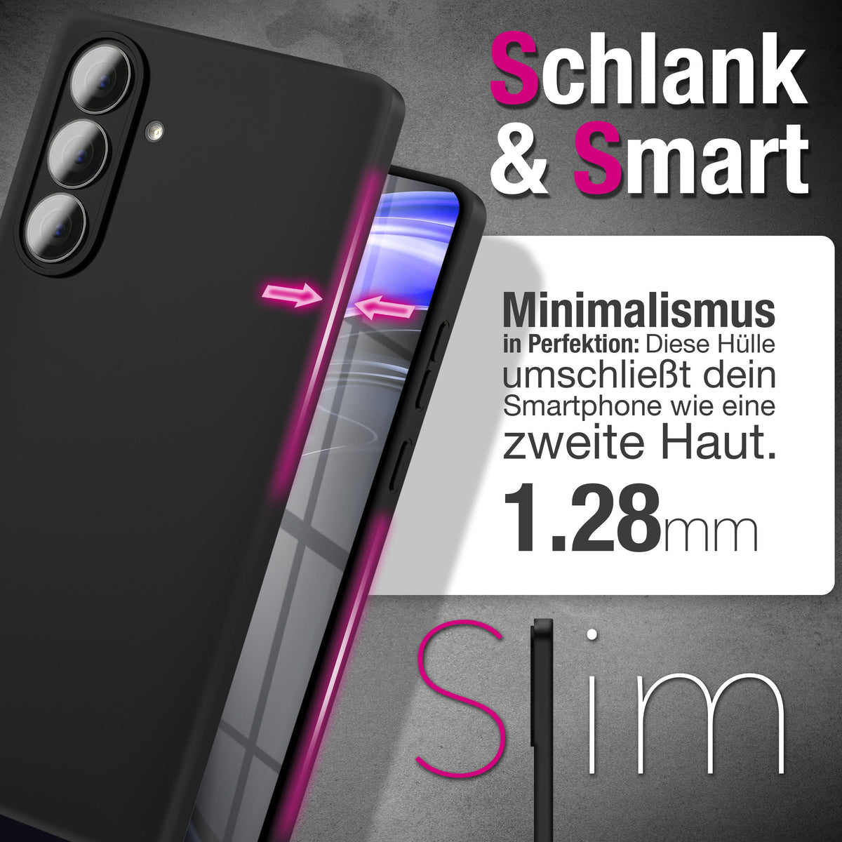 NALIA Matte Silikonhülle für Samsung Galaxy S26 – Slim, Schwarz & Rutschfest – STRIDER (Soft Case, Kameraschutz & Stoßfest) – Marke aus Berlin
