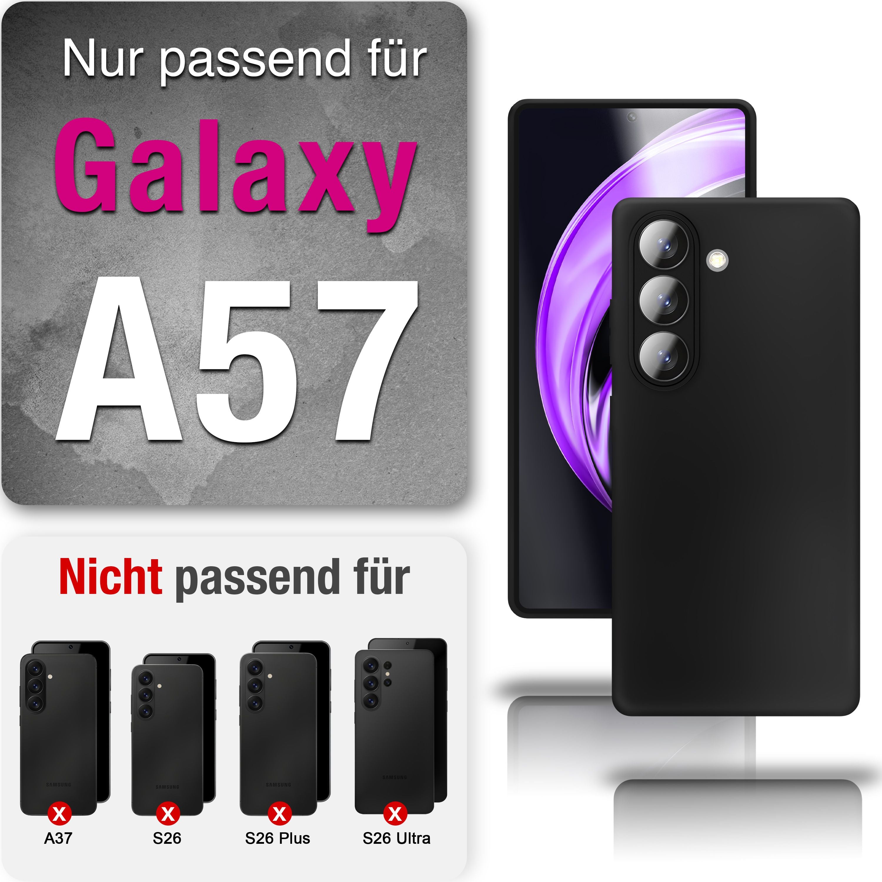 NALIA Matte Silikonhülle Samsung Galaxy A57 Case schwarz slim Kameraschutz Default Title NALIA SlimFit Hülle