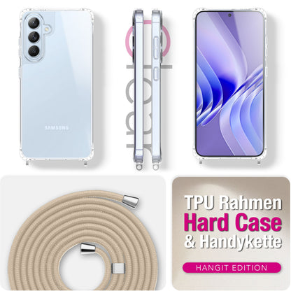 NALIA Handykette mit Hülle Samsung Galaxy S26 Case Crossbody verstellbar Sandstein Beige NALIA Klare Hüllen