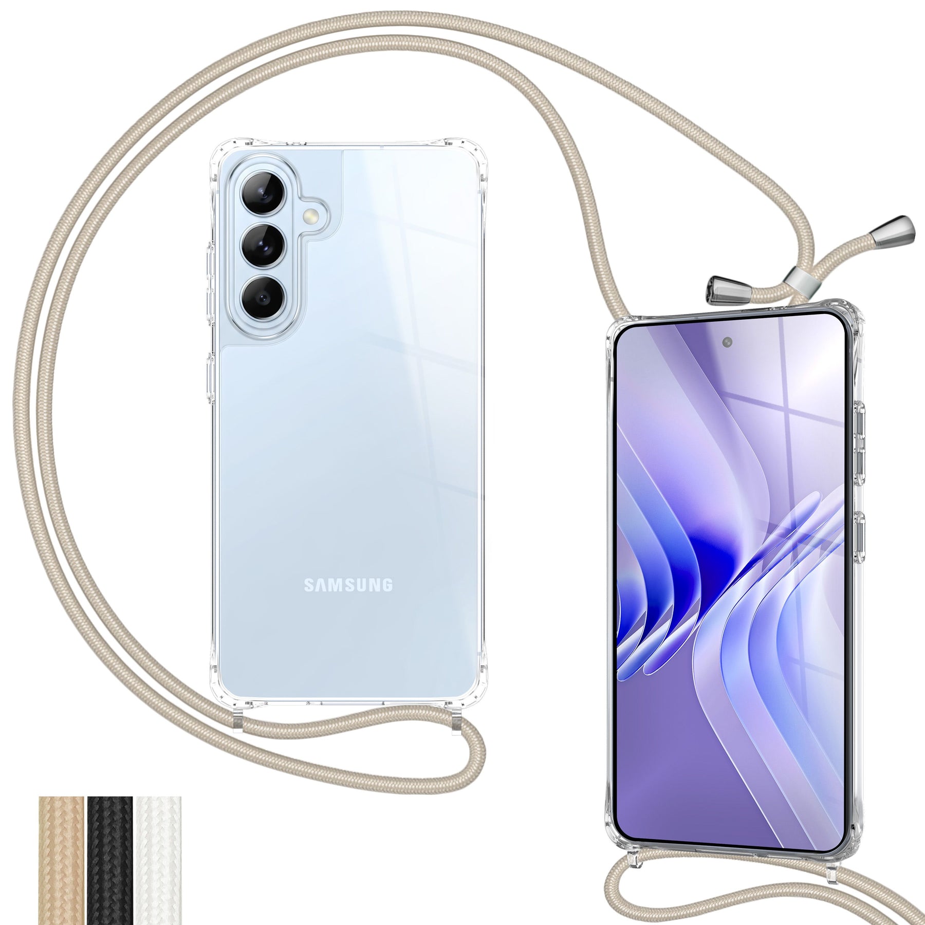 NALIA Handykette für Samsung Galaxy S26 – Transparentes Hybrid-Case & Band – HANGIT PRO (Anti-Gelb Rückseite & Verstellbar) – Marke aus Berlin Default NALIA Klare Hüllen