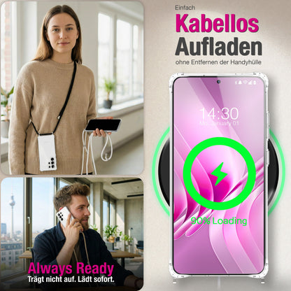 NALIA Handykette mit Hülle Samsung Galaxy S26 Ultra Case Crossbody verstellbar Mitternacht Schwarz NALIA Klare Hüllen