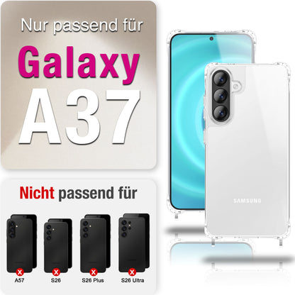 NALIA Handykette mit Hülle Samsung Galaxy A37 Case Crossbody verstellbar Sandstein Beige NALIA Klare Hüllen
