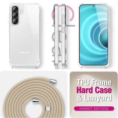 NALIA Handykette mit Hülle Samsung Galaxy A37 Case Crossbody verstellbar Sandstein Beige NALIA Klare Hüllen