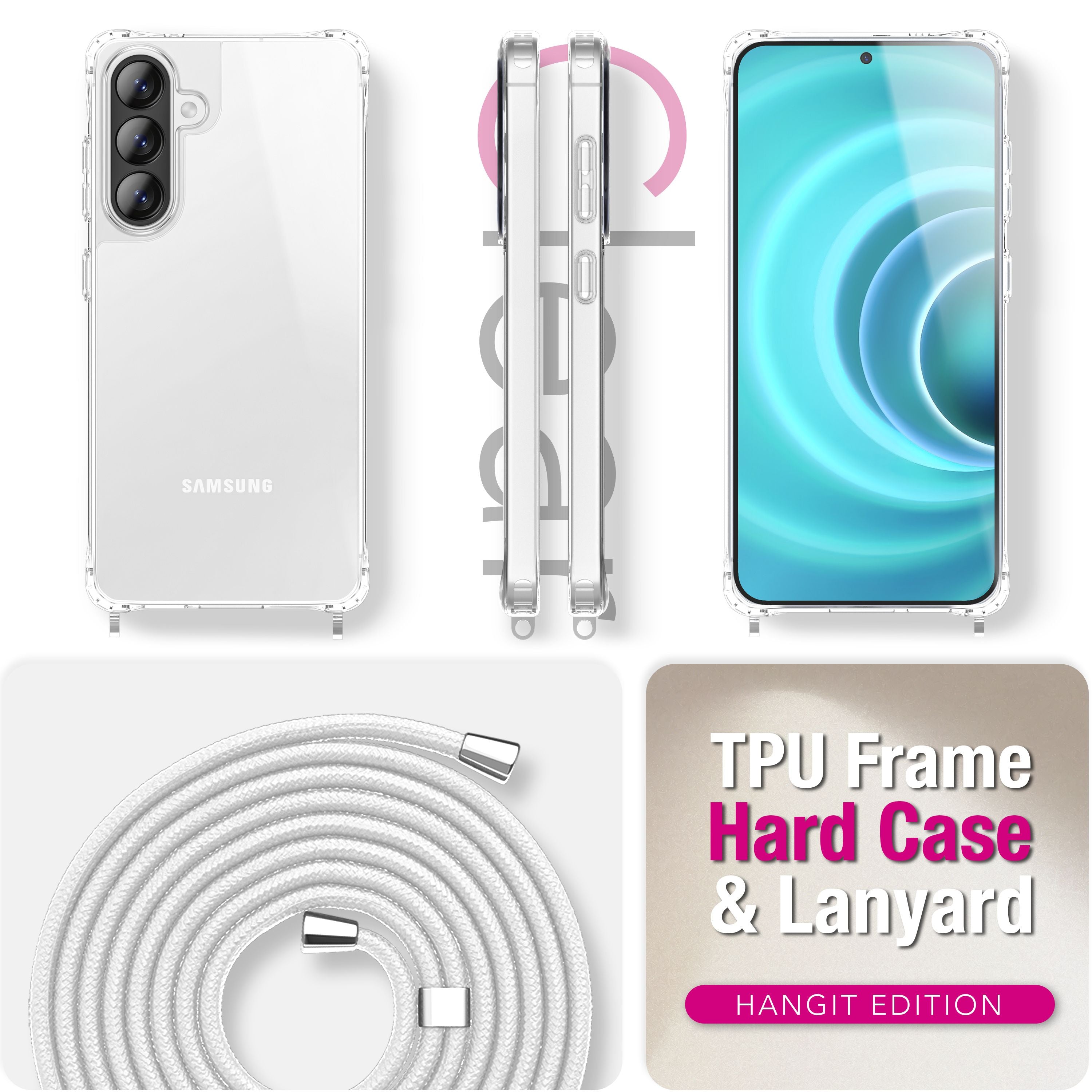 NALIA Handykette mit Hülle Samsung Galaxy A37 Case Crossbody verstellbar Mondweiß NALIA Klare Hüllen
