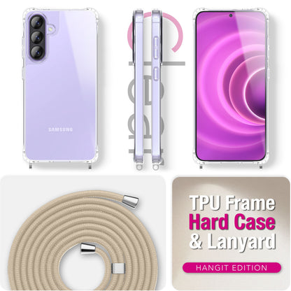 NALIA Handykette mit Hülle Samsung Galaxy A57 Case Crossbody verstellbar Sandstein Beige NALIA Klare Hüllen