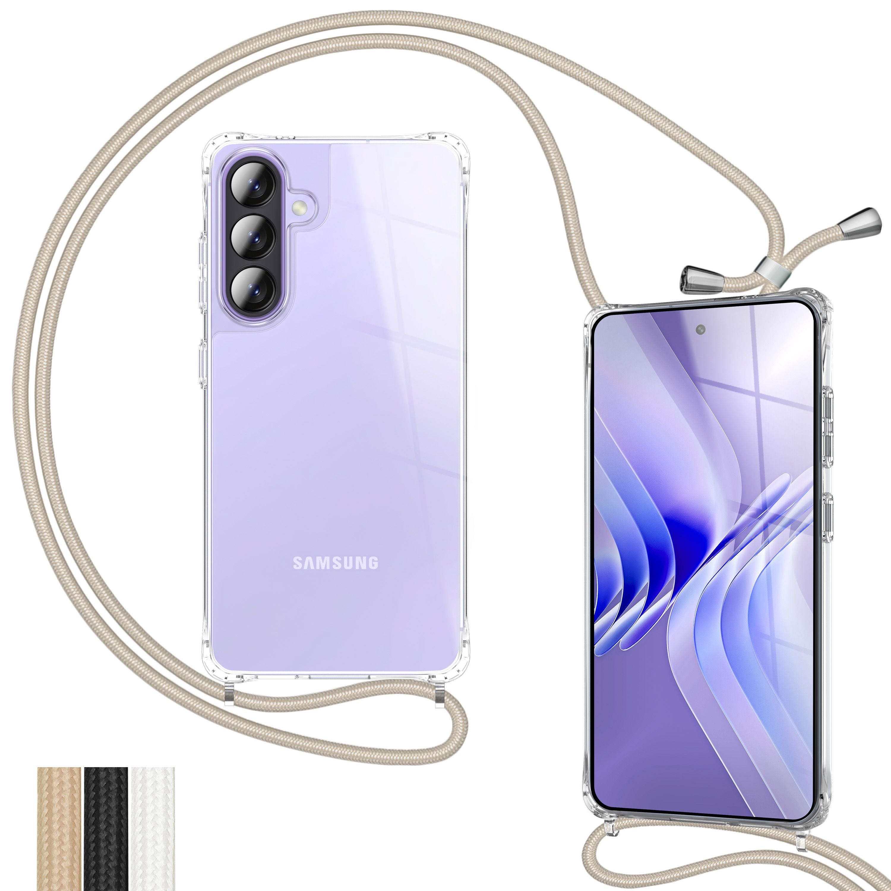 NALIA Handykette mit Hülle Samsung Galaxy A57 Case Crossbody verstellbar Default NALIA Klare Hüllen