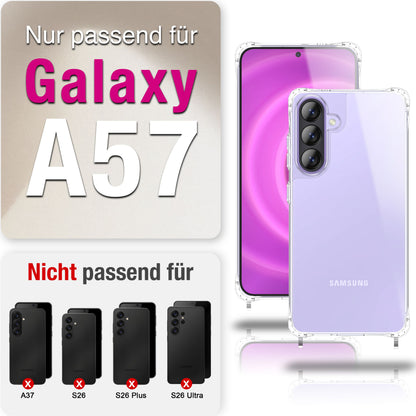 NALIA Handykette mit Hülle Samsung Galaxy A57 Case Crossbody verstellbar Mitternacht Schwarz NALIA Klare Hüllen