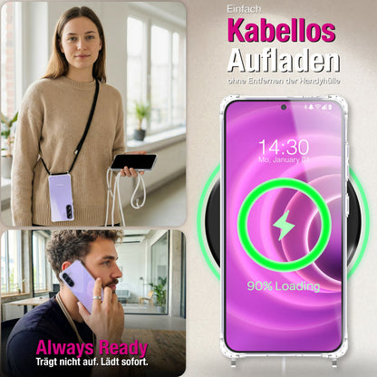 NALIA Handykette mit Hülle Samsung Galaxy A57 Case Crossbody verstellbar Mitternacht Schwarz NALIA Klare Hüllen