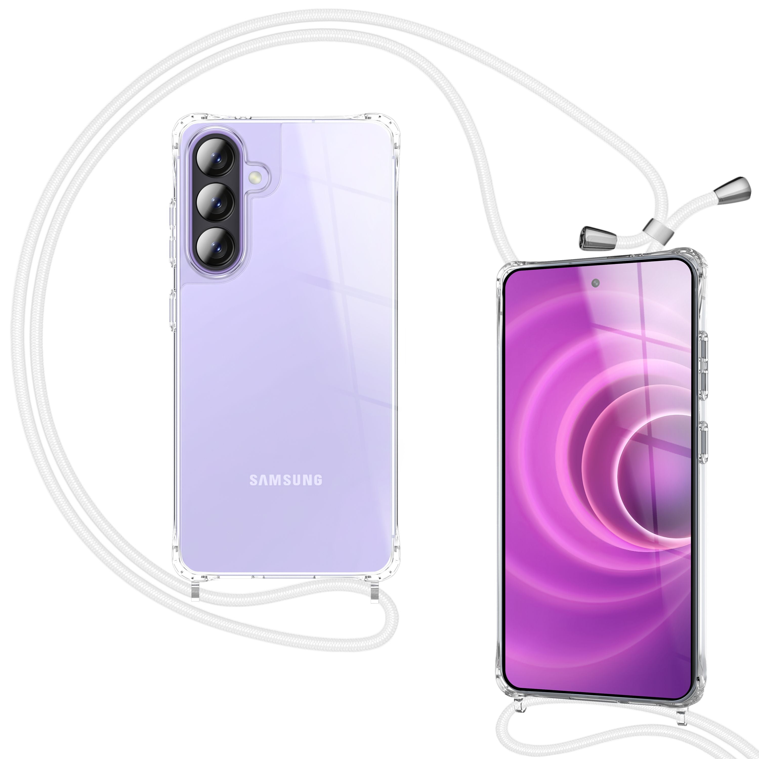 NALIA Handykette mit Hülle Samsung Galaxy A57 Case Crossbody verstellbar Mondweiß NALIA Klare Hüllen