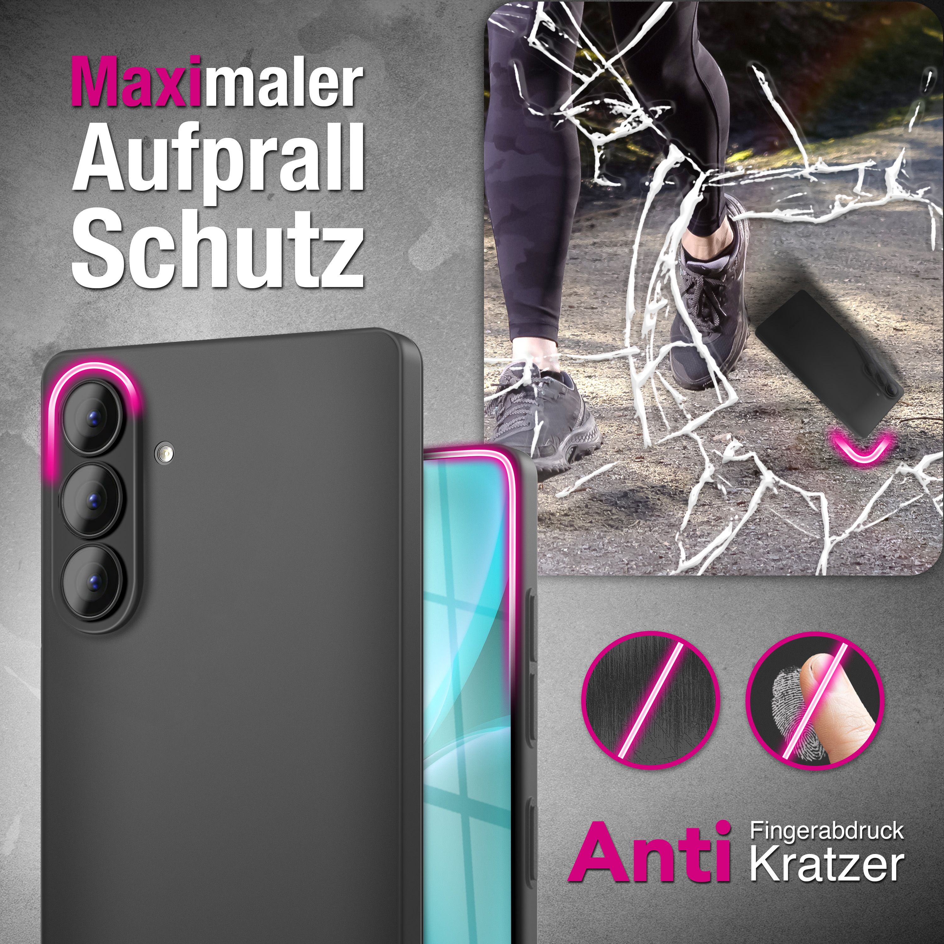 NALIA Matte Hardcase Samsung Galaxy S26 Plus Case Anti-Fingerprint stoßfest Schwarz Transparent NALIA SlimFit Hülle