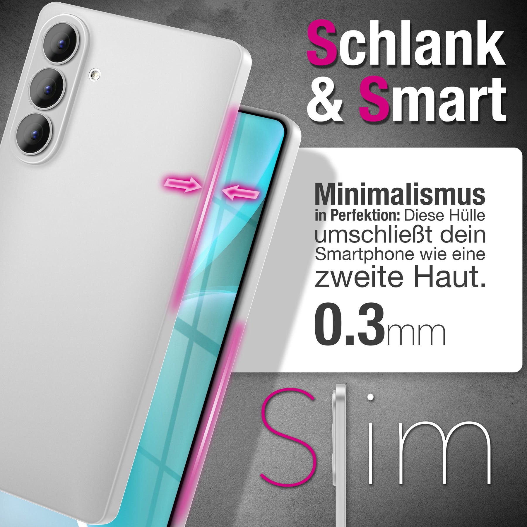 NALIA Ultra Slim Hardcase für Samsung Galaxy S26 Plus – Matt & 0.3mm Dünn – PHANTOM (Dünnes Cover & Kamera-Vollschutz) – Marke aus Berlin Weiß Transparent NALIA SlimFit Hülle