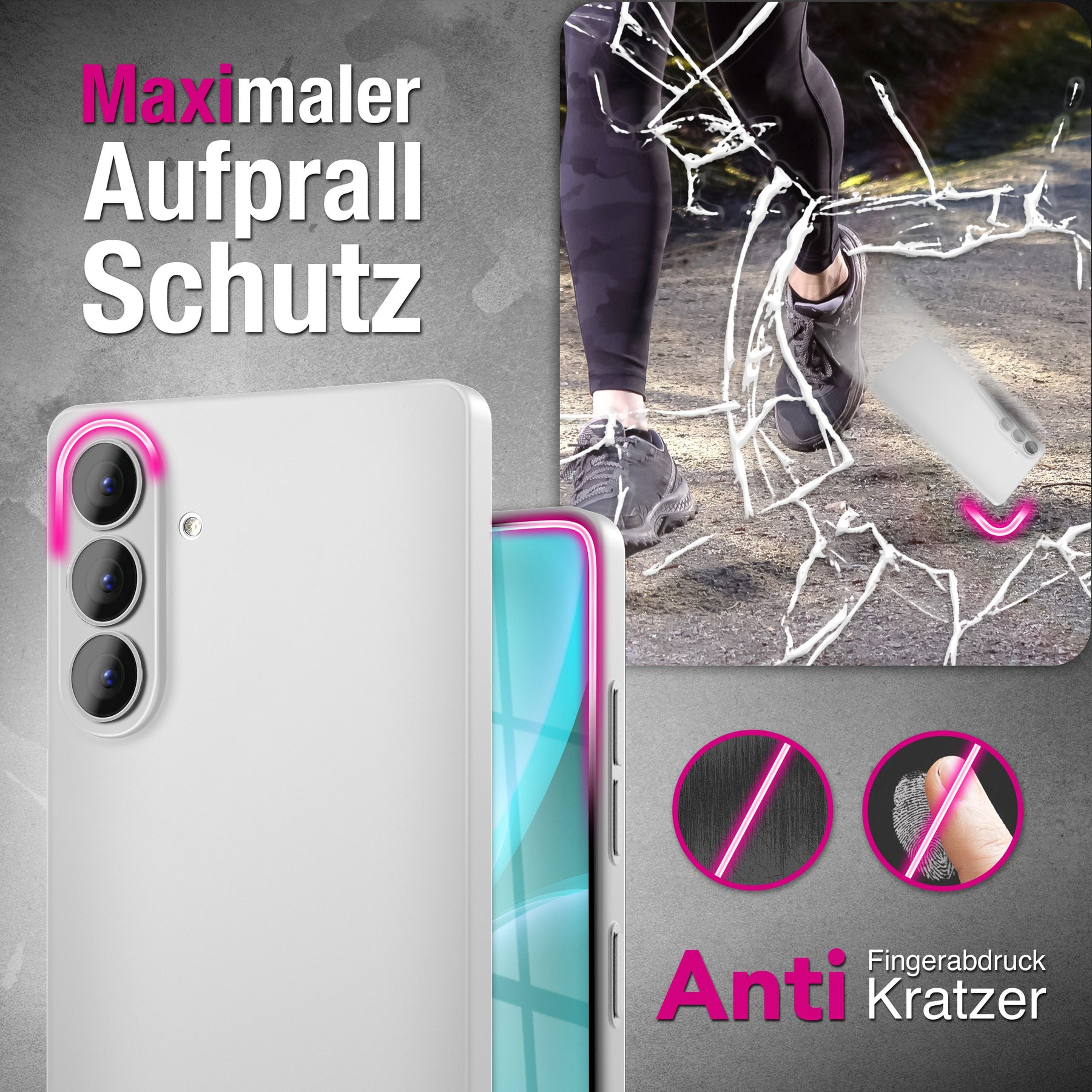 NALIA Ultra Slim Hardcase für Samsung Galaxy S26 Plus – Matt & 0.3mm Dünn – PHANTOM (Dünnes Cover & Kamera-Vollschutz) – Marke aus Berlin Weiß Transparent NALIA SlimFit Hülle