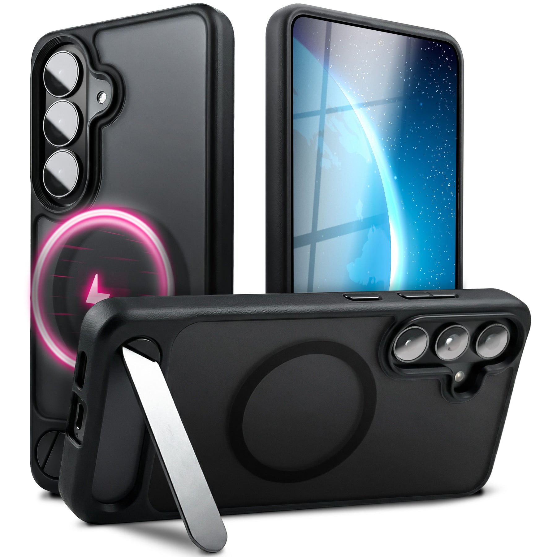 NALIA Mattes Magnet-Hardcase für Samsung Galaxy S26 – MagSafe kompatibel & Klappständer – TRITON (Stoßfeste Anti-Gelb Handyhülle) – Marke aus Berlin
