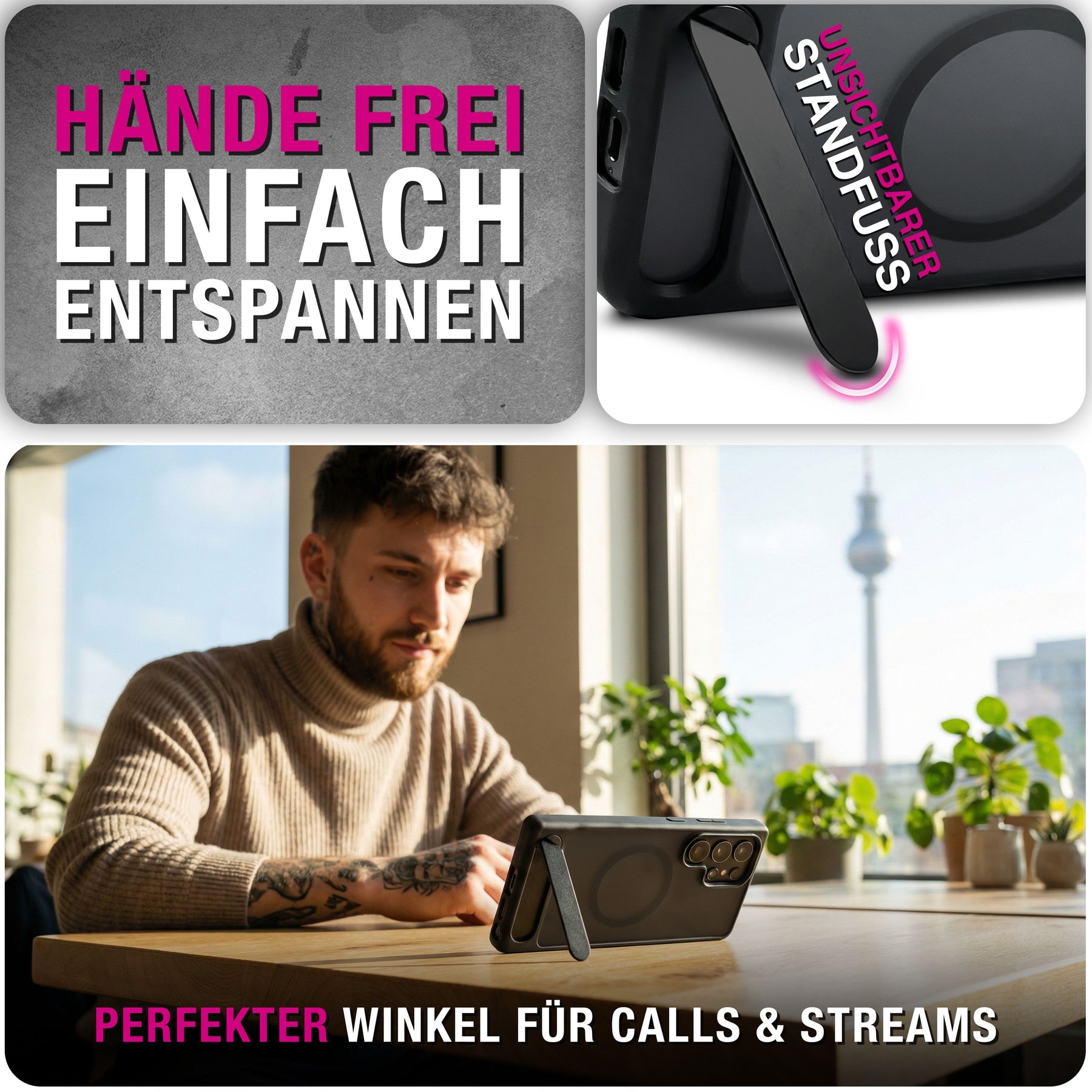 NALIA Mattes Magnet-Hardcase für Samsung Galaxy S26 Ultra – MagSafe kompatibel & Klappständer – TRITON (Stoßfeste Anti-Gelb Handyhülle) – Marke aus Berlin Default Title NALIA Protective Hülle