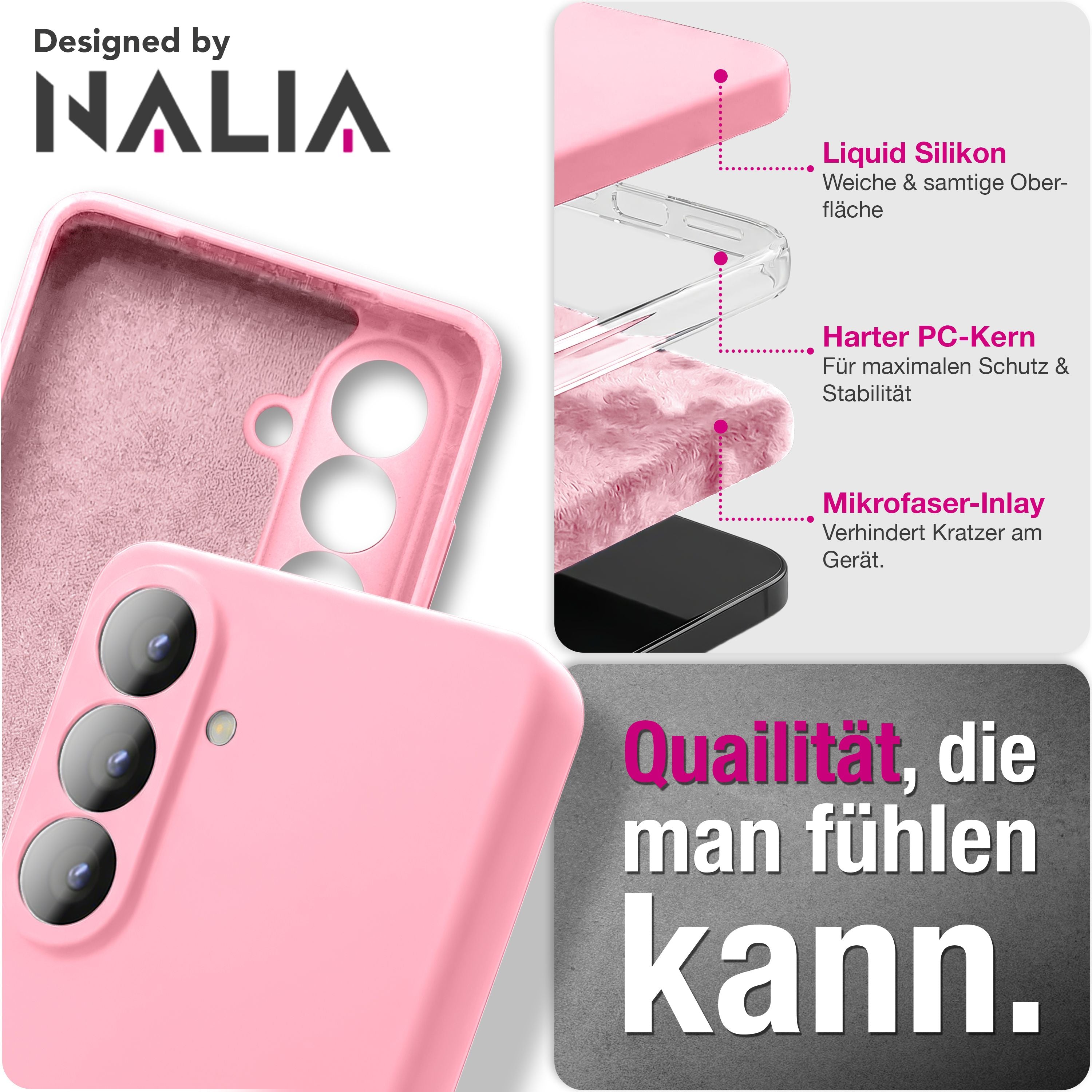 NALIA Silikonhülle Samsung Galaxy S26 Case samtig griffig Kameraschutz stoßfest Seidenrosa NALIA Protective Hülle