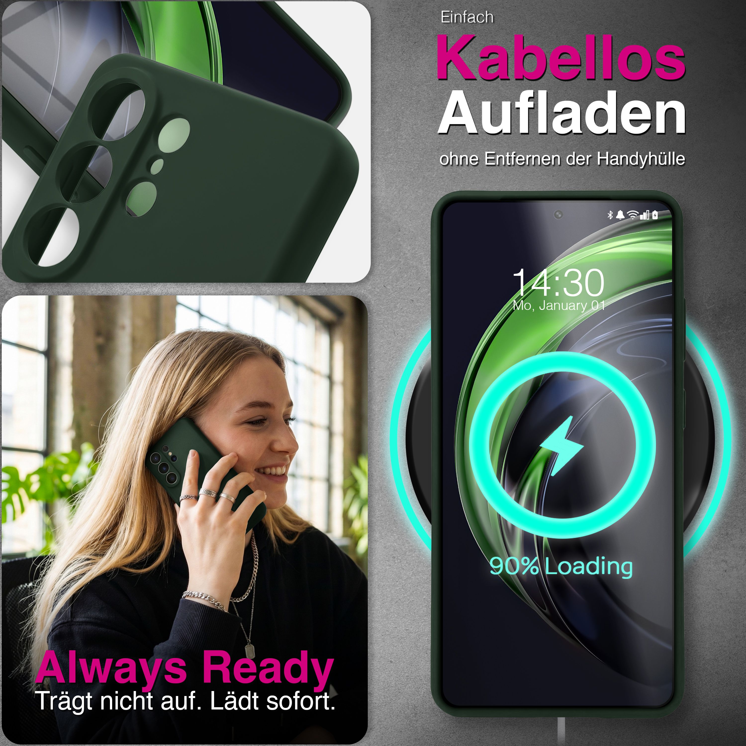 NALIA Silikonhülle Samsung Galaxy S26 Ultra Case samtig griffig Kameraschutz Waldnacht Grün NALIA Protective Hülle