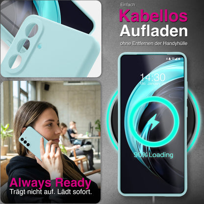 NALIA Silikonhülle Samsung Galaxy A57 Case samtig griffig Kameraschutz stoßfest Eisblau NALIA Protective Hülle