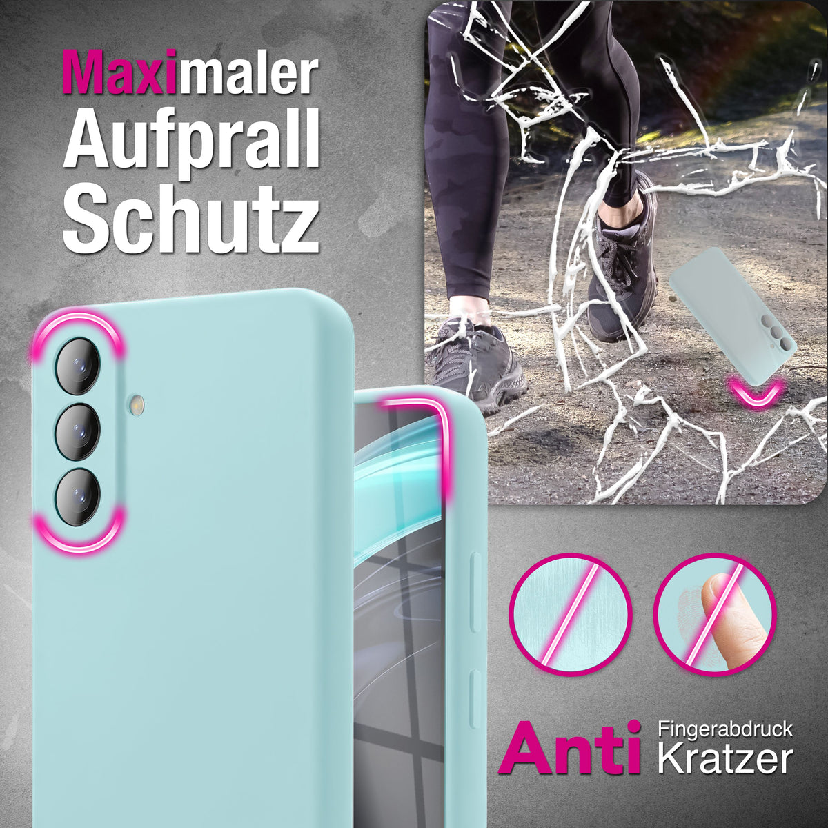 NALIA Silikonhülle für Samsung Galaxy A57 – Kameraschutz & Innenfutter – PHOENIX (Soft-Touch Case) – Marke aus Berlin Eisblau NALIA Protective Hülle