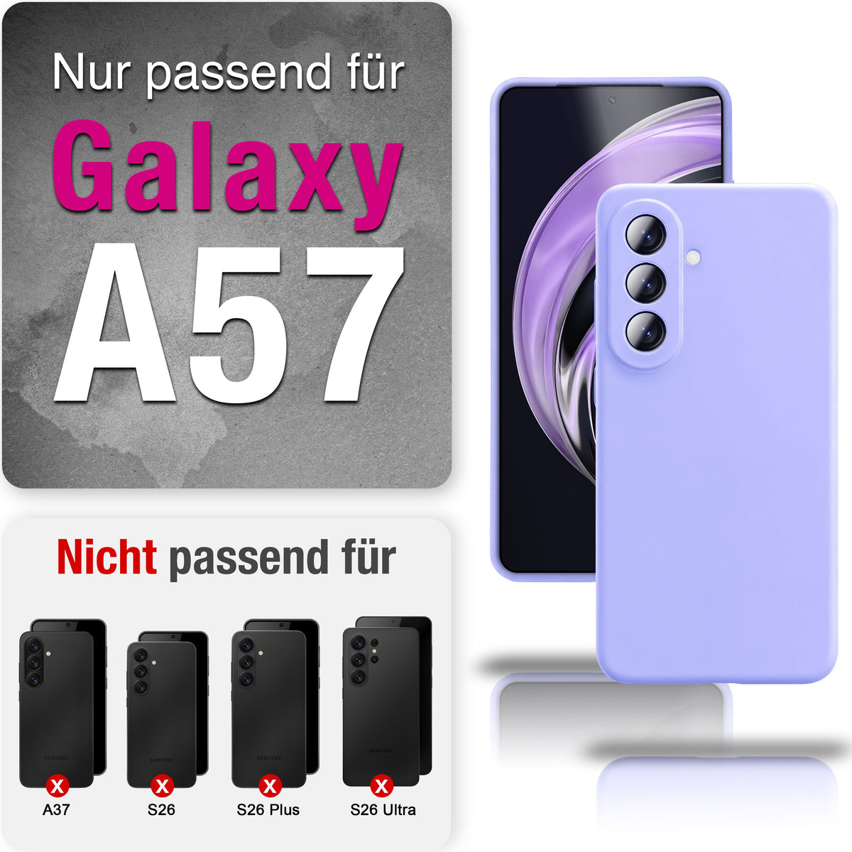 NALIA Silikonhülle für Samsung Galaxy A57 – Kameraschutz & Innenfutter – PHOENIX (Soft-Touch Case) – Marke aus Berlin Lavendel NALIA Protective Hülle
