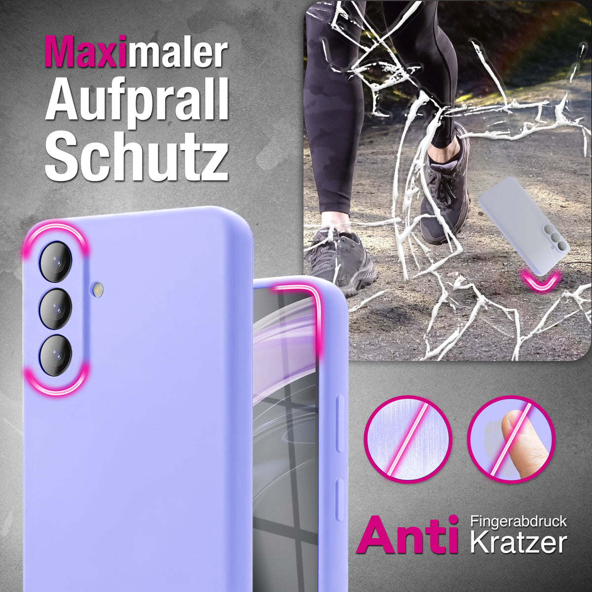 NALIA Silikonhülle für Samsung Galaxy A57 – Kameraschutz & Innenfutter – PHOENIX (Soft-Touch Case) – Marke aus Berlin Lavendel NALIA Protective Hülle
