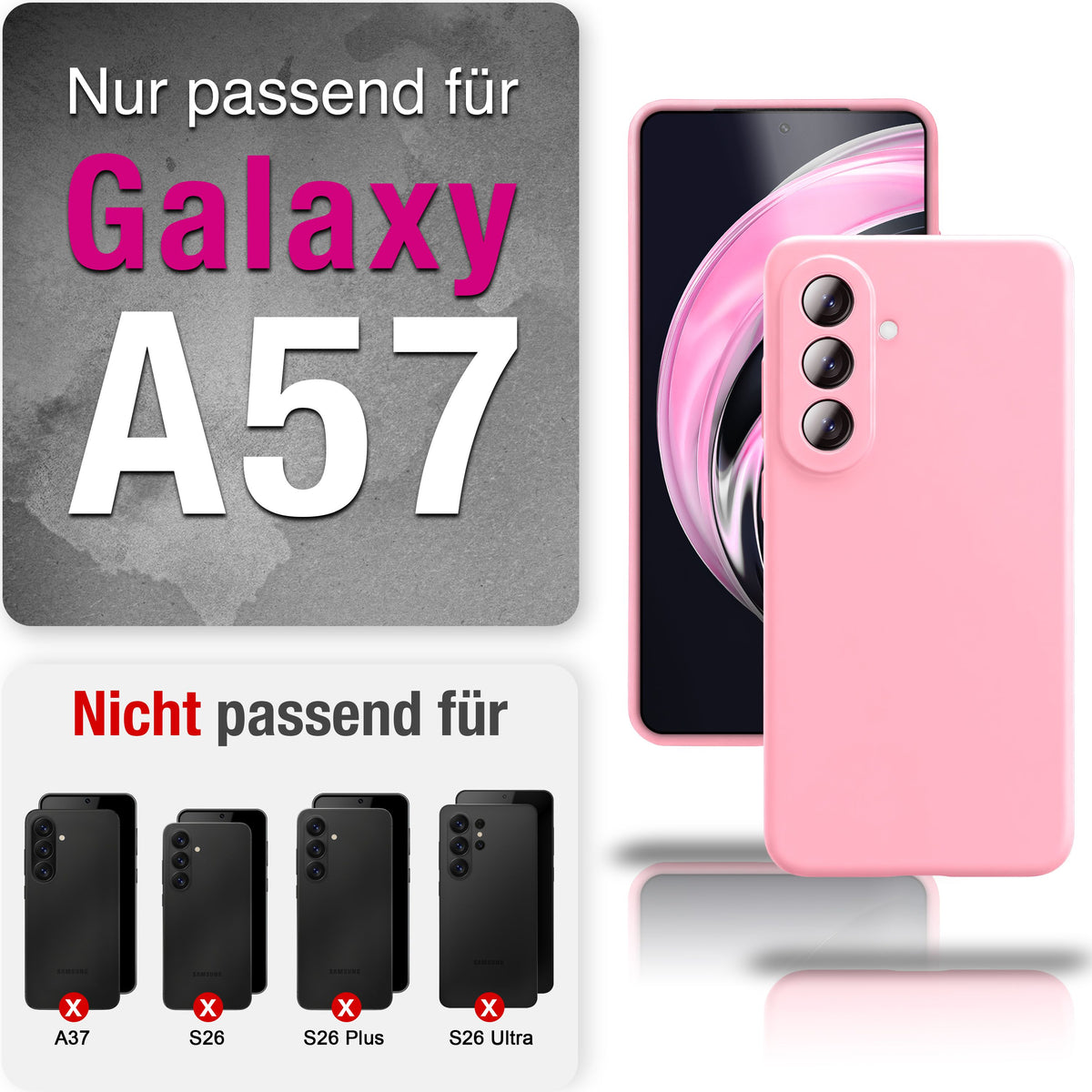 NALIA Silikonhülle für Samsung Galaxy A57 – Kameraschutz & Innenfutter – PHOENIX (Soft-Touch Case) – Marke aus Berlin Seidenrosa NALIA Protective Hülle