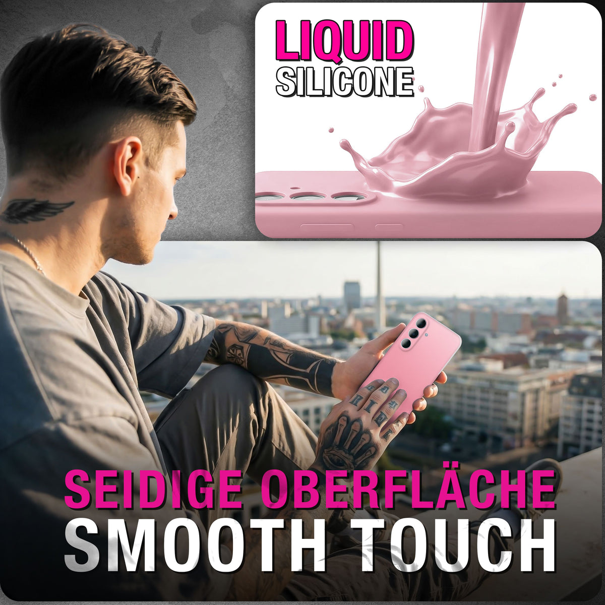 NALIA Silikonhülle für Samsung Galaxy A57 – Kameraschutz & Innenfutter – PHOENIX (Soft-Touch Case) – Marke aus Berlin Seidenrosa NALIA Protective Hülle