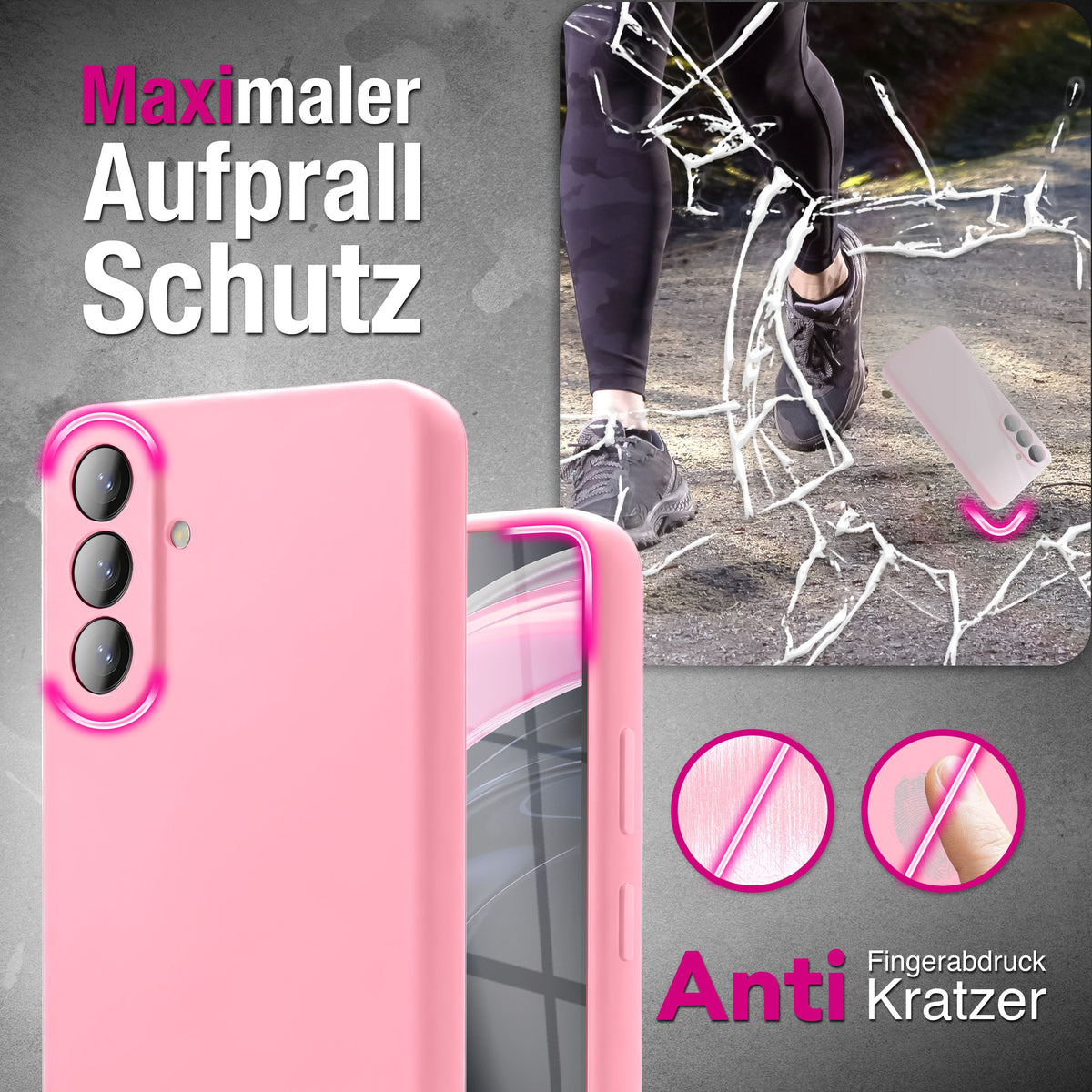 NALIA Silikonhülle für Samsung Galaxy A57 – Kameraschutz & Innenfutter – PHOENIX (Soft-Touch Case) – Marke aus Berlin Seidenrosa NALIA Protective Hülle