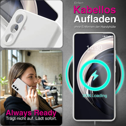 NALIA Silikonhülle Samsung Galaxy A57 Case samtig griffig Kameraschutz stoßfest Schneeweiß NALIA Protective Hülle