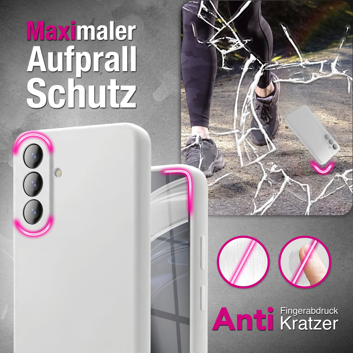 NALIA Silikonhülle für Samsung Galaxy A57 – Kameraschutz & Innenfutter – PHOENIX (Soft-Touch Case) – Marke aus Berlin Schneeweiß NALIA Protective Hülle