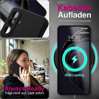 NALIA Silikonhülle Samsung Galaxy A57 Case samtig griffig Kameraschutz stoßfest Graphit Schwarz NALIA Protective Hülle