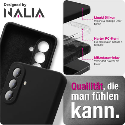 NALIA Silikonhülle Samsung Galaxy A57 Case samtig griffig Kameraschutz stoßfest Graphit Schwarz NALIA Protective Hülle