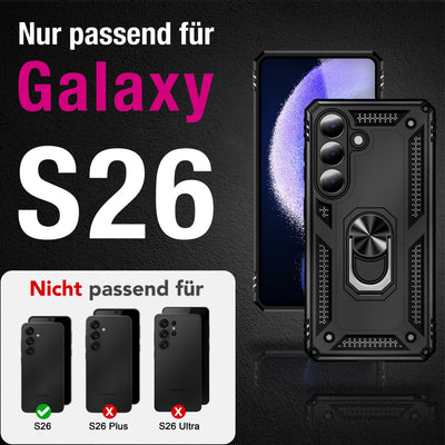 NALIA Panzerhülle für Samsung Galaxy S26 – Ring-Ständer 360° & Magnet-Halterung Kompatibel – RINGDEFEND (Stoßfestes Outdoor Case) – Marke aus Berlin Default Title NALIA Outdoor Hülle