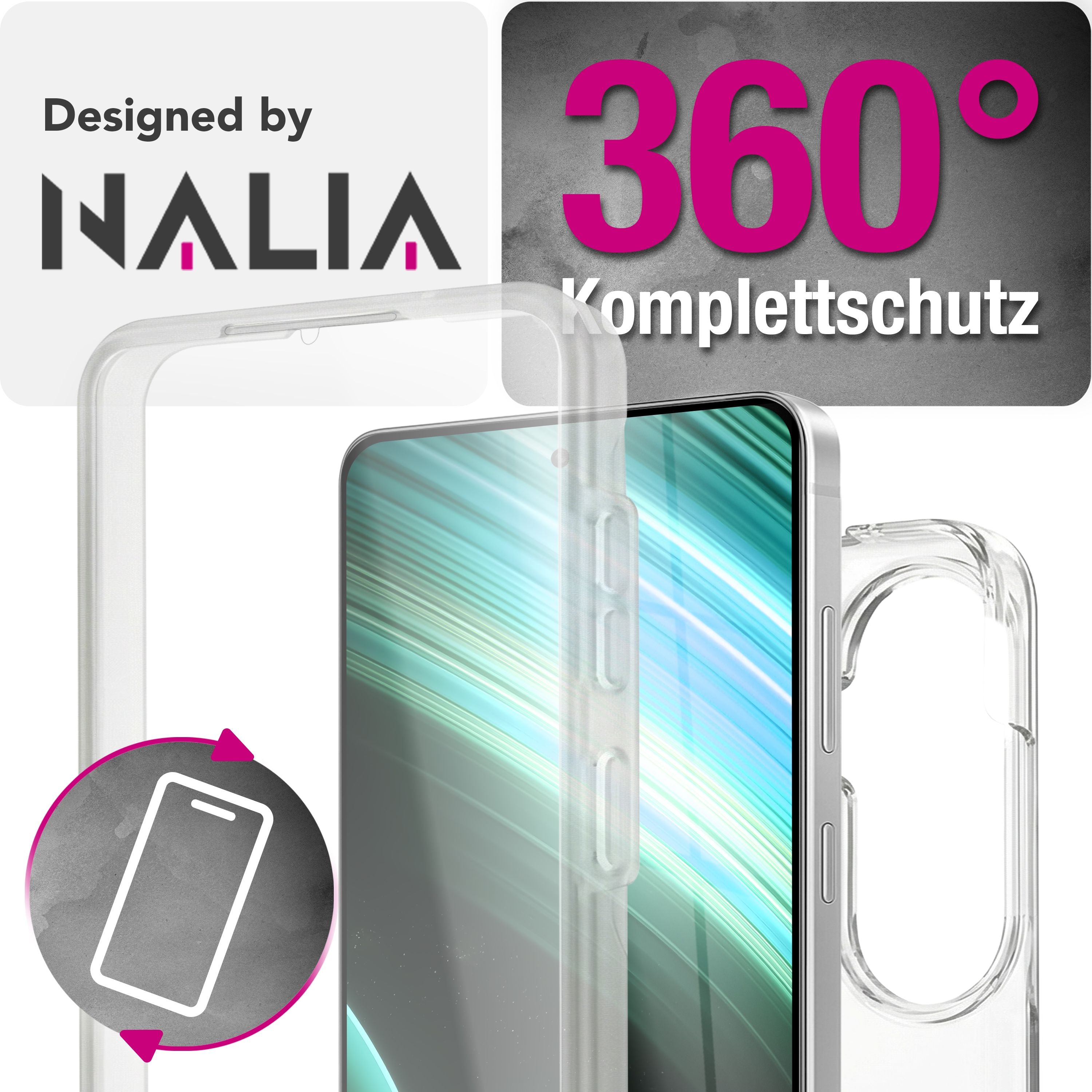 NALIA 360° Hülle Samsung Galaxy A37 Case Komplettschutz stoßfest Default Title NALIA Transparente Hülle