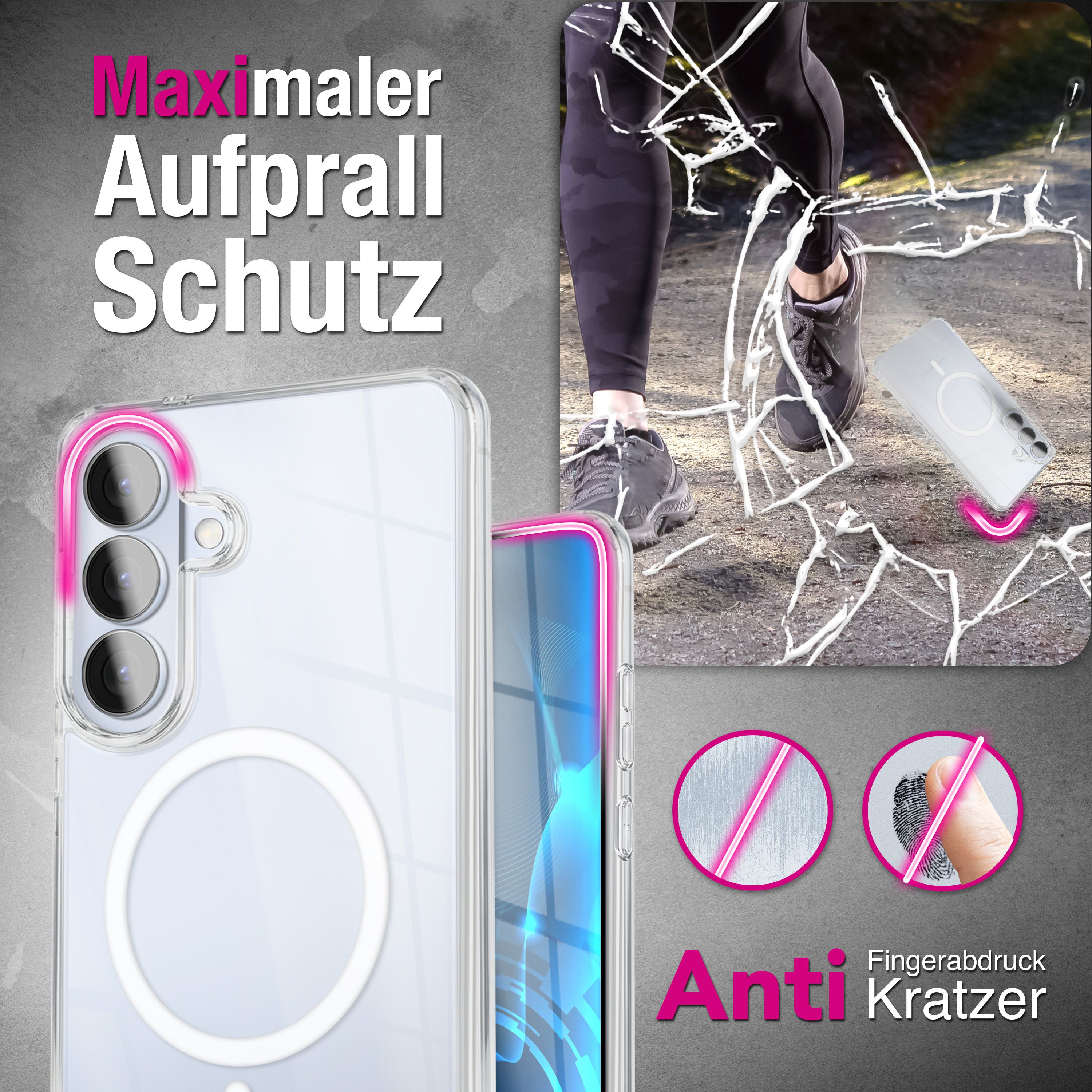 NALIA Transparentes Magnet Case für Samsung Galaxy S26 – MagPower System (MagSafe kompatibel) – LUMEX (Edle Glas-Optik, aber unzerbrechlich) – Marke aus Berlin Default Title NALIA Klare Hüllen